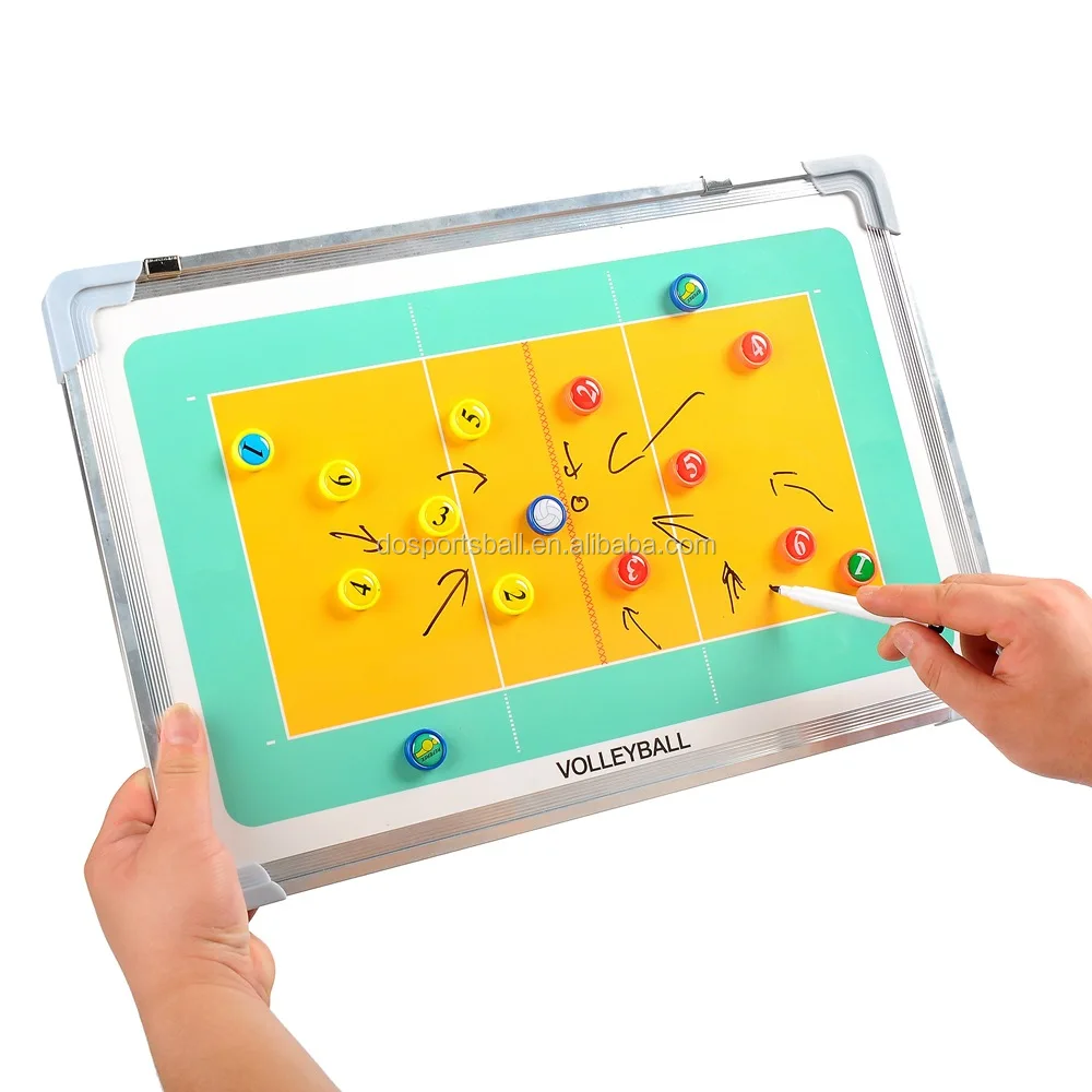 LIOOBO Magnetic Volleyball Coaching Board Folding Tactic Strategy Training Dry-Erase Clipboard with PU Leather Case Marker Magnets 