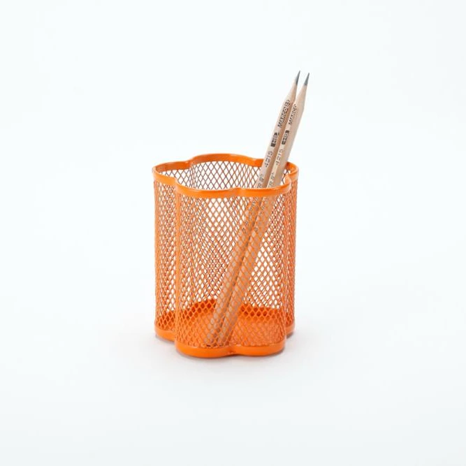 metal mesh pencil holder floral shape pen cup office supplies