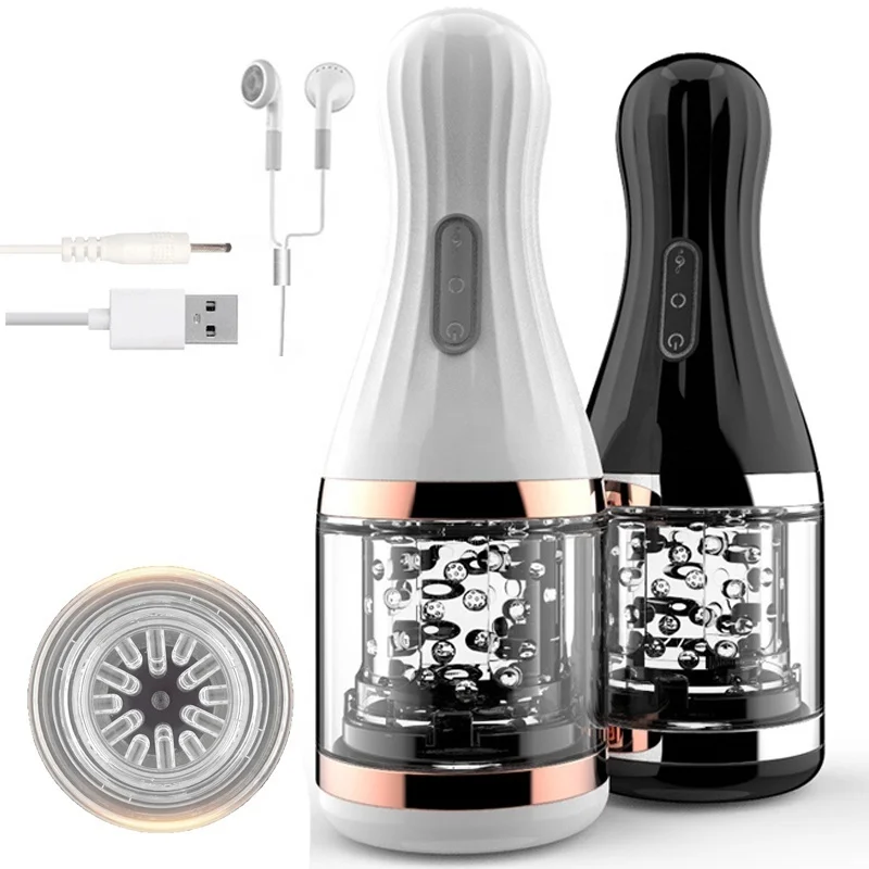 7 Speed 360 Degree Rotation Voice Male Masturbator Crystal Silicone Wet Pussy