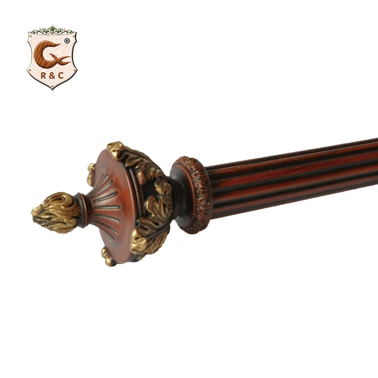 Manufacturer High Quality Curtain Rod Antique Brass Wood Curtain Rods for Windows