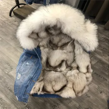 2021 winter new real fur coat jacket women hooded warm fox fur liner coat parkas fox fur coat