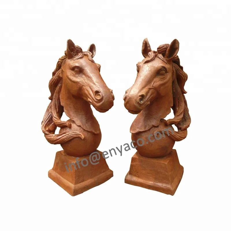 Sculpture De Cheval En Fer Style Antique - Statue Décorative Multicolore 21cm Par Aubaho