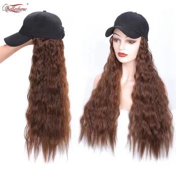 Hot sell wholesale baseball cap wig cheap hat wig fashion avant-garde wool roll wig cap synthetic cap long curly hair