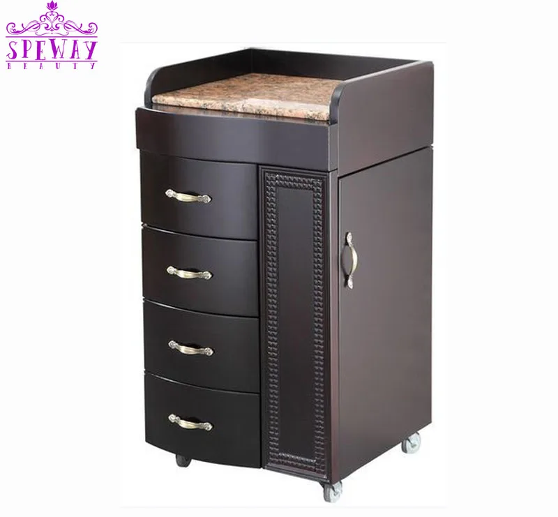 High Quality Customized Size Modern Beaty Salon Furniture Salon Hairdresser Storage Trolley Wooden Pedicure Facial Trolley