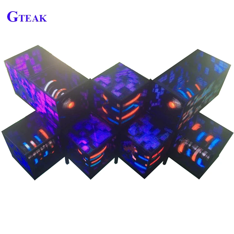 Creative Cool RGB Cube Style Video Display Dj Desk 3D Effect Full Color Led Dj Booth Stand for Night Pub Club