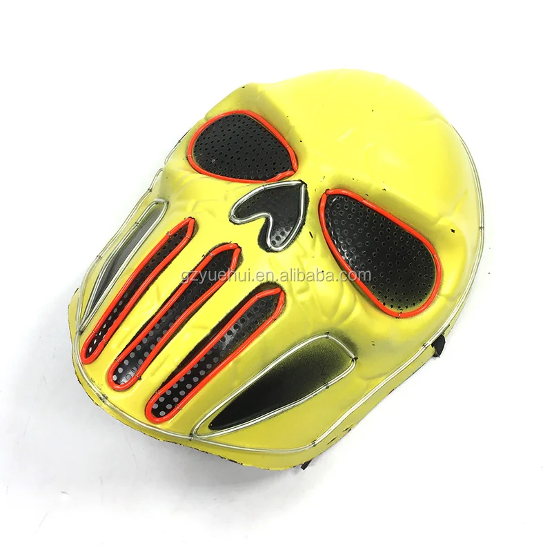 EL Light up CS Gaming Mask Halloween Anime Party Supplies Led Strip Iron Man Superhero Style Mask Neon Death Grimace Mask