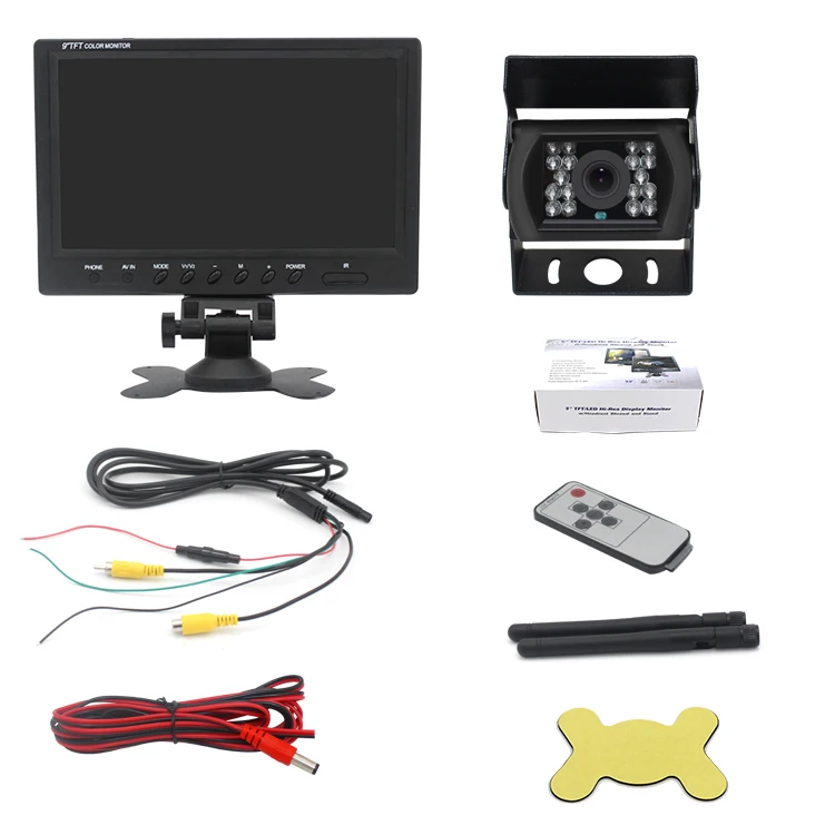 Wireless Reversing Camera 9inch HD TFT LCD Car Monitor for Truck Bus Caravan RV