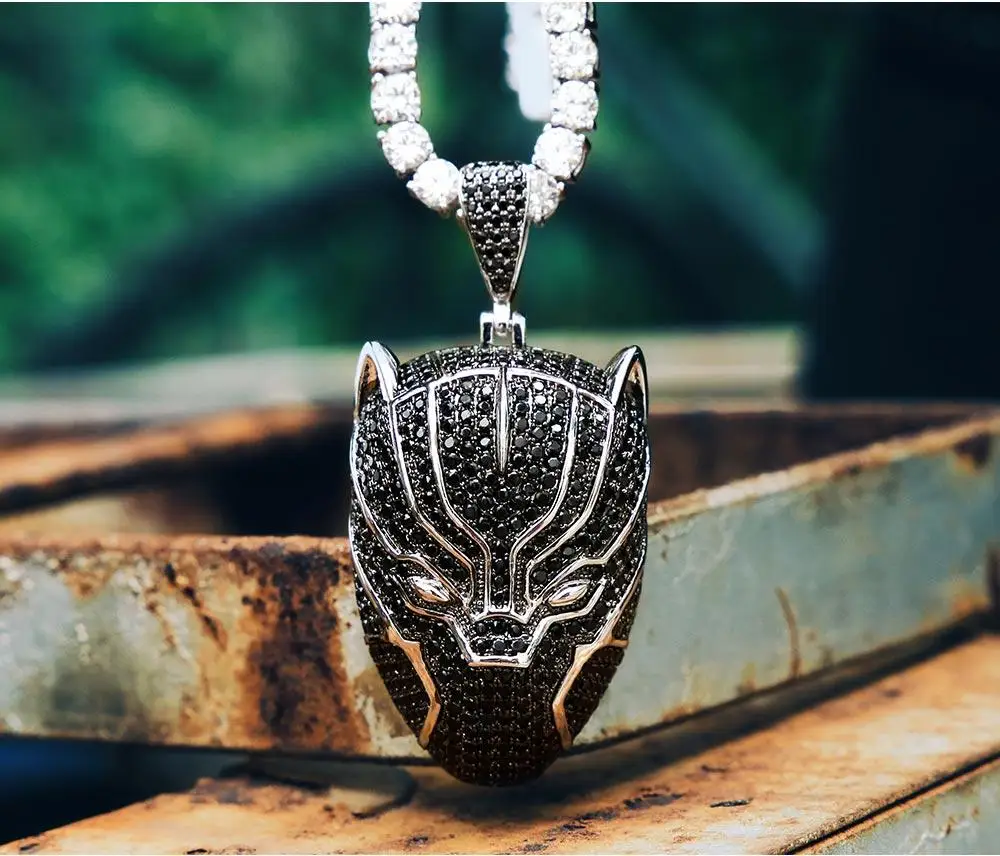 KRKC Drop Shipping Black Panther Pendant Necklace - AAAAA CZ