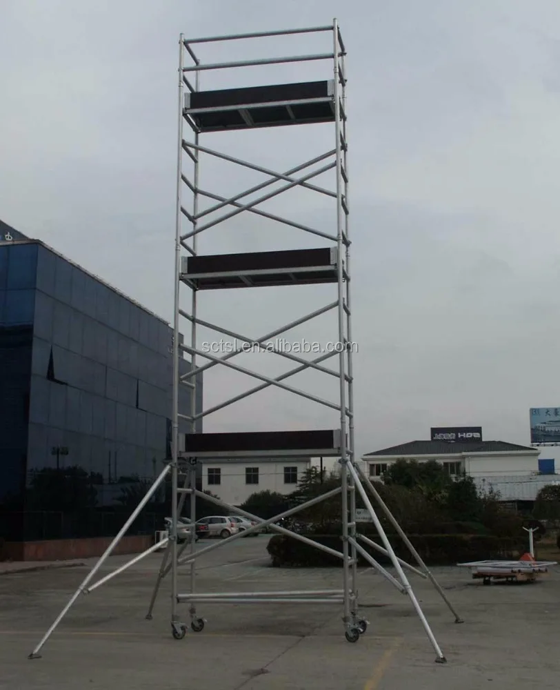 Ladder Tower Echafaudages Telescopic Mobile Scaffolding Aluminium En Aluminium 14m 15m 16m Aluminum 6082-T6 Office Building 51mm