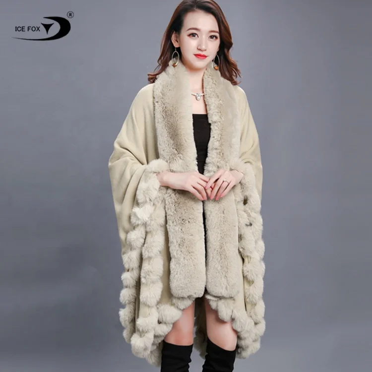 Женская зимняя длинная шаль, пальто из кроличьего меха, свободные шали и палантины, плащ большого размера, шаль из пашмины