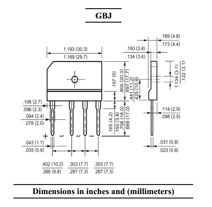 25A KBJ25005 KBJ2510 Bridge Rectifier Diode