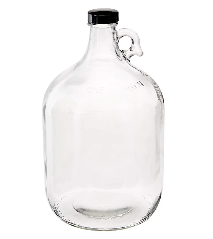 1 Gallon Clear Glass Jug Black Polyseal Lid & Cap Multiple Quantities