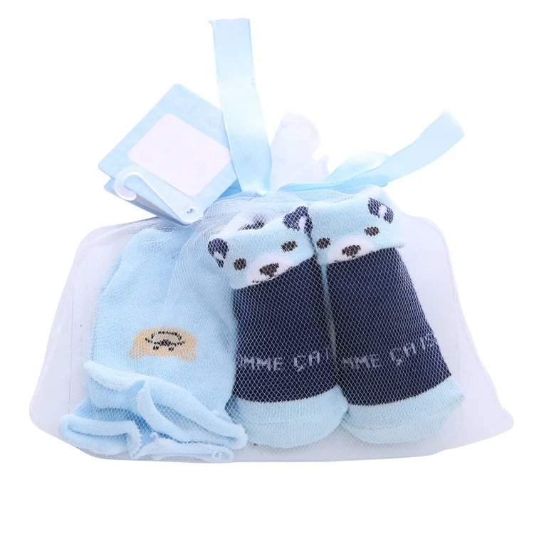 Подарочная упаковка из 100% хлопка, вязаные детские носки с варежками