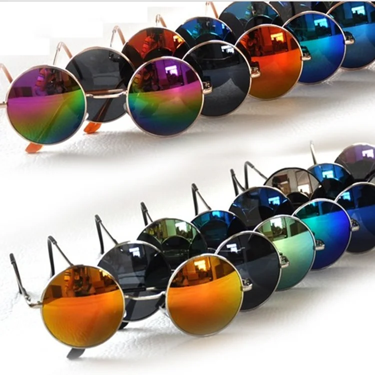 8er-Set Hippie-Sonnenbrillen – Runde Retro-Brille Mit Metallrahmen, UV400-Schutz, In 8 Farben (inkl. Rosa, Blau, Grün Usw.)
