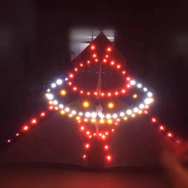 Led Light Kite Led Downlight Kite  Led Flashlight Kite with UFO Pattern Professional Reel and Flying String