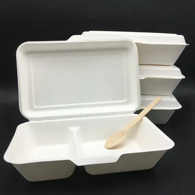 環境にやさしいサトウキビバガス紙皿/カバー付きボックス