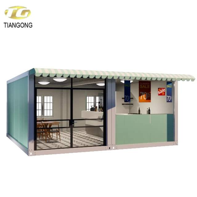 Prefabricated bar Mobile Container Restaurant Fast Outdoor Food Kiosk Design for Sale
