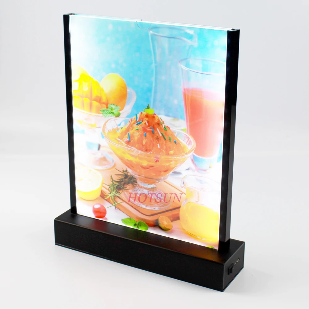 Light up Menu Holder A4 A5 Rechargeable BLACK Menu Led Acrylic Table Tent