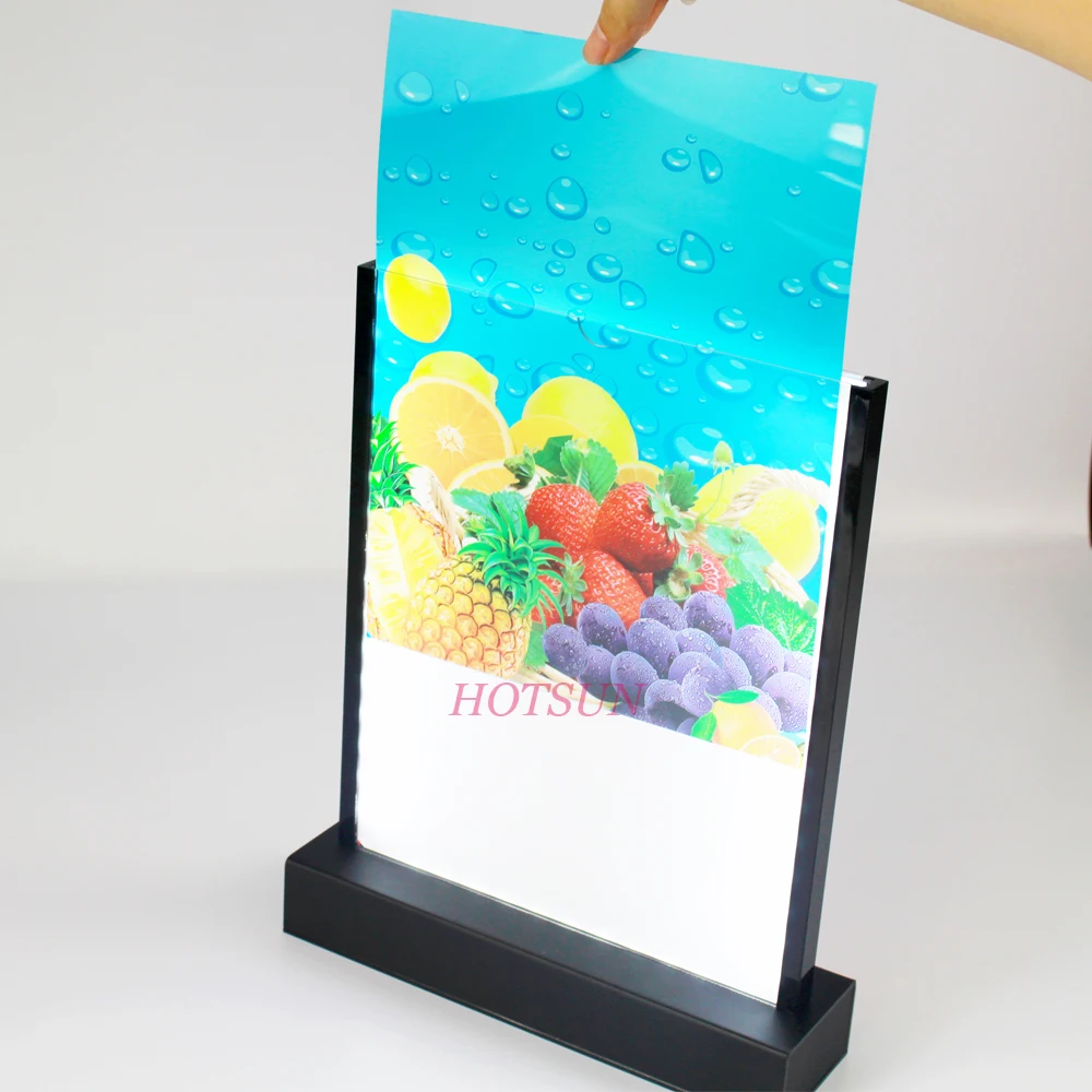 Light up Menu Holder A4 A5 Rechargeable BLACK Menu Led Acrylic Table Tent