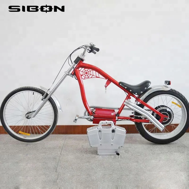 SIBON 4BV 500W Electric Bike Red Chopper with Fork Suspension