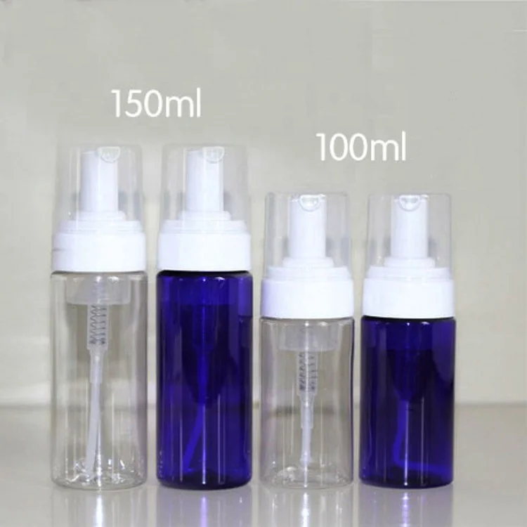 New empty cosmetic facial cleanser 30ml 50ml 100ml 150ml 200ml clear white amber black PET plastic mousse foam pump bottle