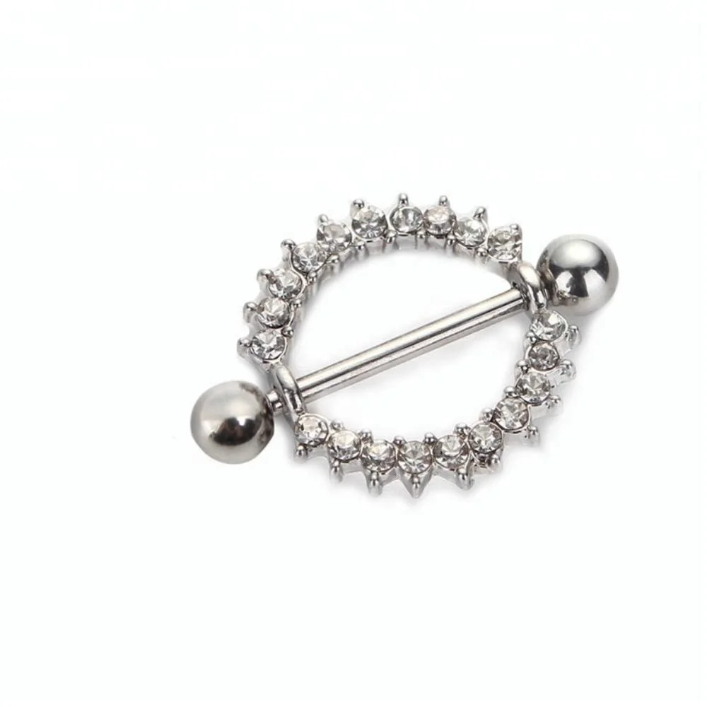 Slave Crystal Stainless Steel Nipple Rings Straight Barbells Body Piercing Jewelry