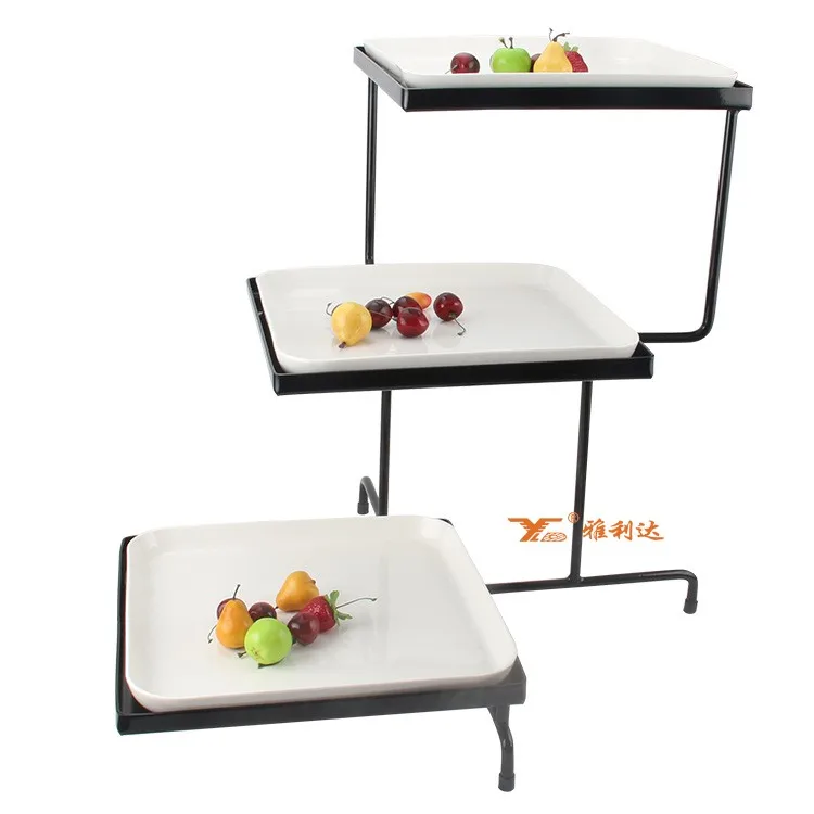 3 Tiers Ceramic Buffet Stand Display Wedding Cake Food Stand