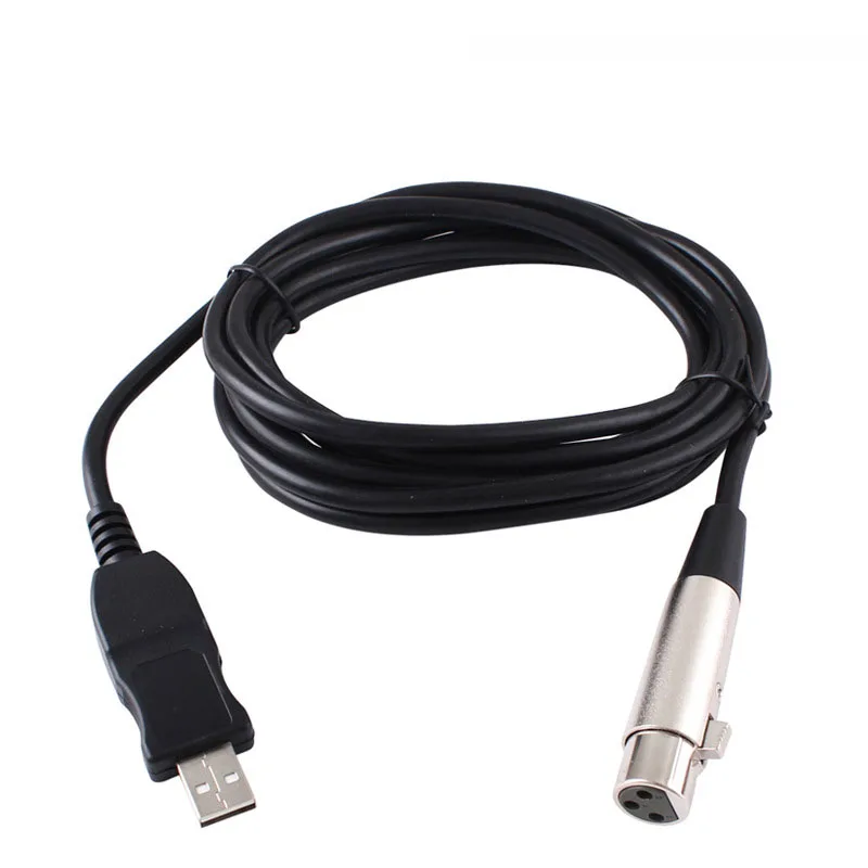 USB Microphone Cable USB Male to 3-Pin XLR Female Cable Adapter Converter 