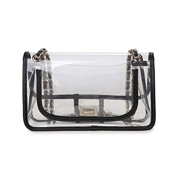 Прозрачный женский кошелек из ПВХ Сумка с поворотным замком квадратная сумка на плечо цепочкой