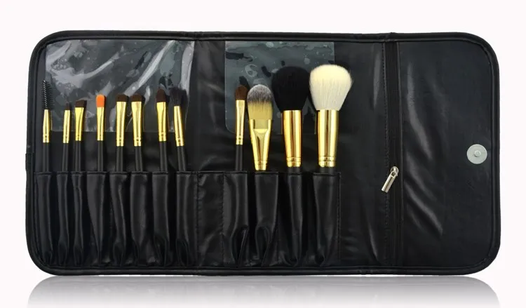 Новое поступление, набор золотых косметических кистей для макияжа с животными волосами, 12 шт.