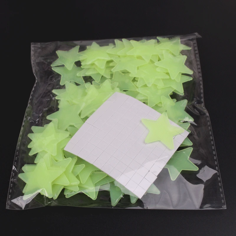 100 шт./компл. наклейки на стену в виде красивых флуоресцентных звезд для детской спальни, художественные наклейки, 3D наклейки, обои для детской комнаты