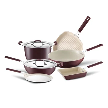 Carbon steel kitchen cookware set with ceramic coating include frying pan saucepan and casserole