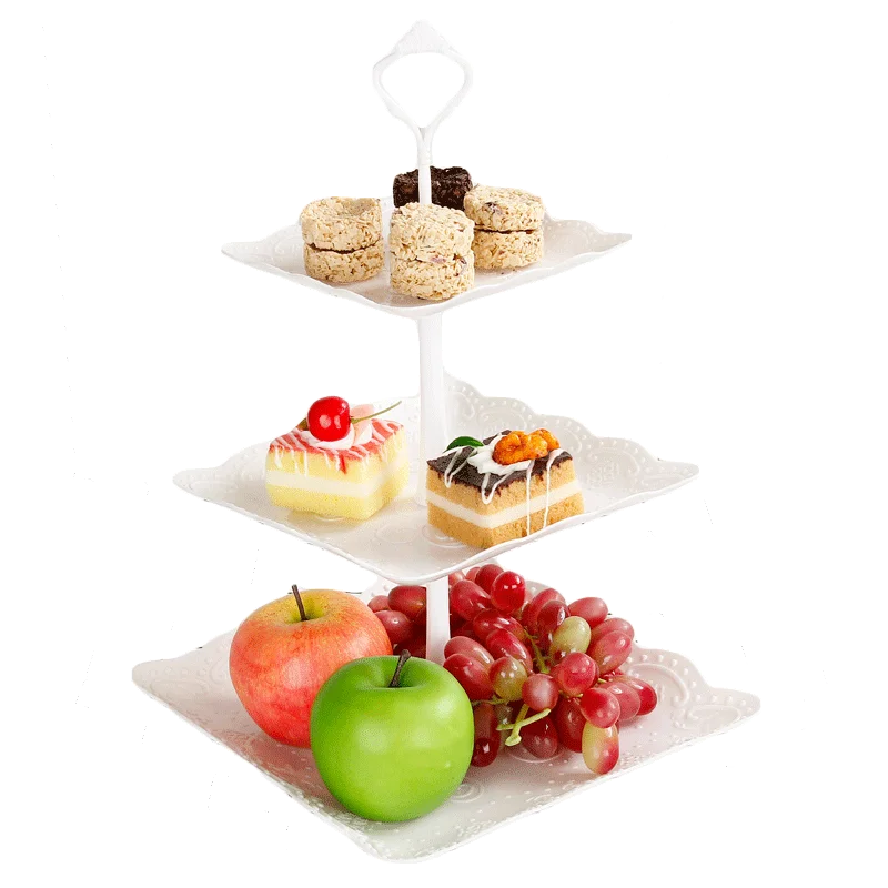 3 couches Gâteau Stand Fruits Dessert Plaque Fête de mariage maison décoration Snack Plateau