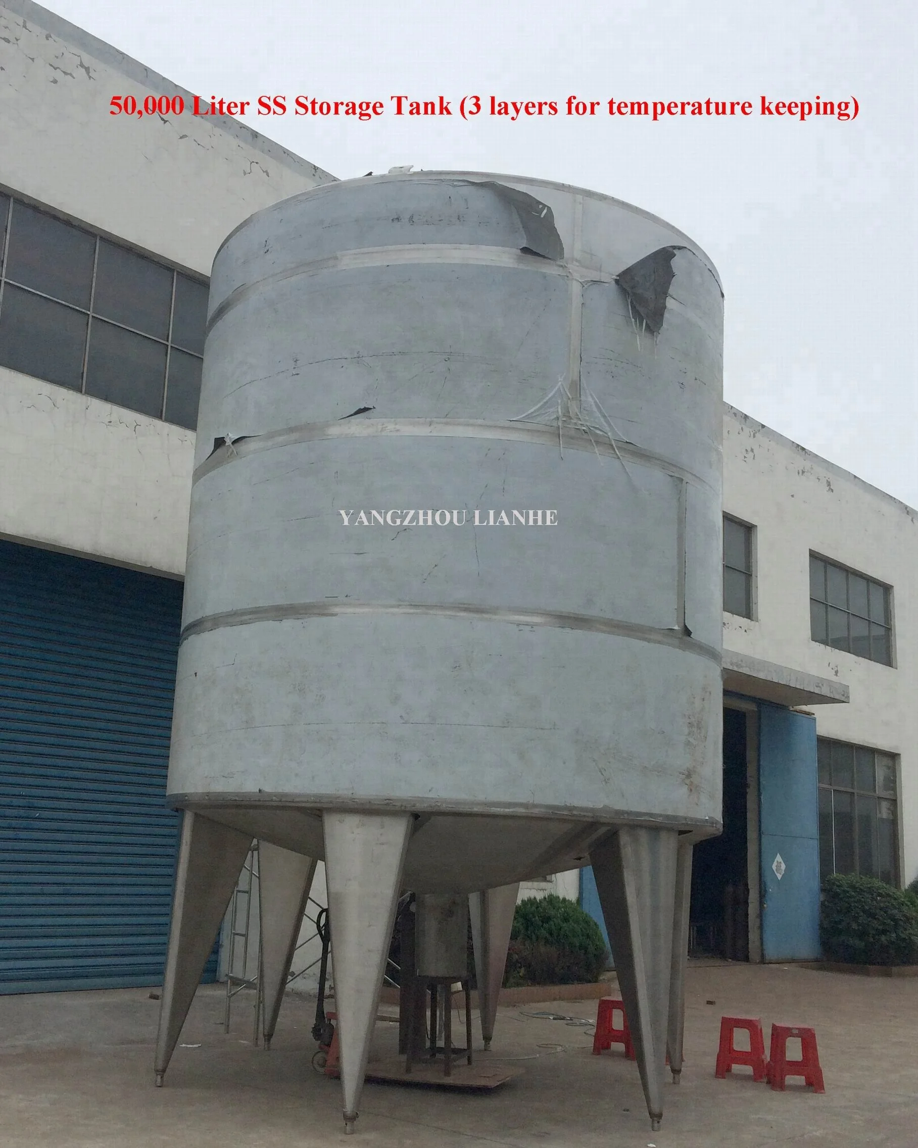 500L 316L SS Storage Tank with Sealed Lid and Air Vent
