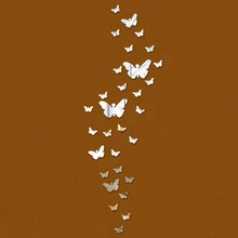 2016 new 30 butterfly real promotion home decorations diy silver mirror font b wall b font
