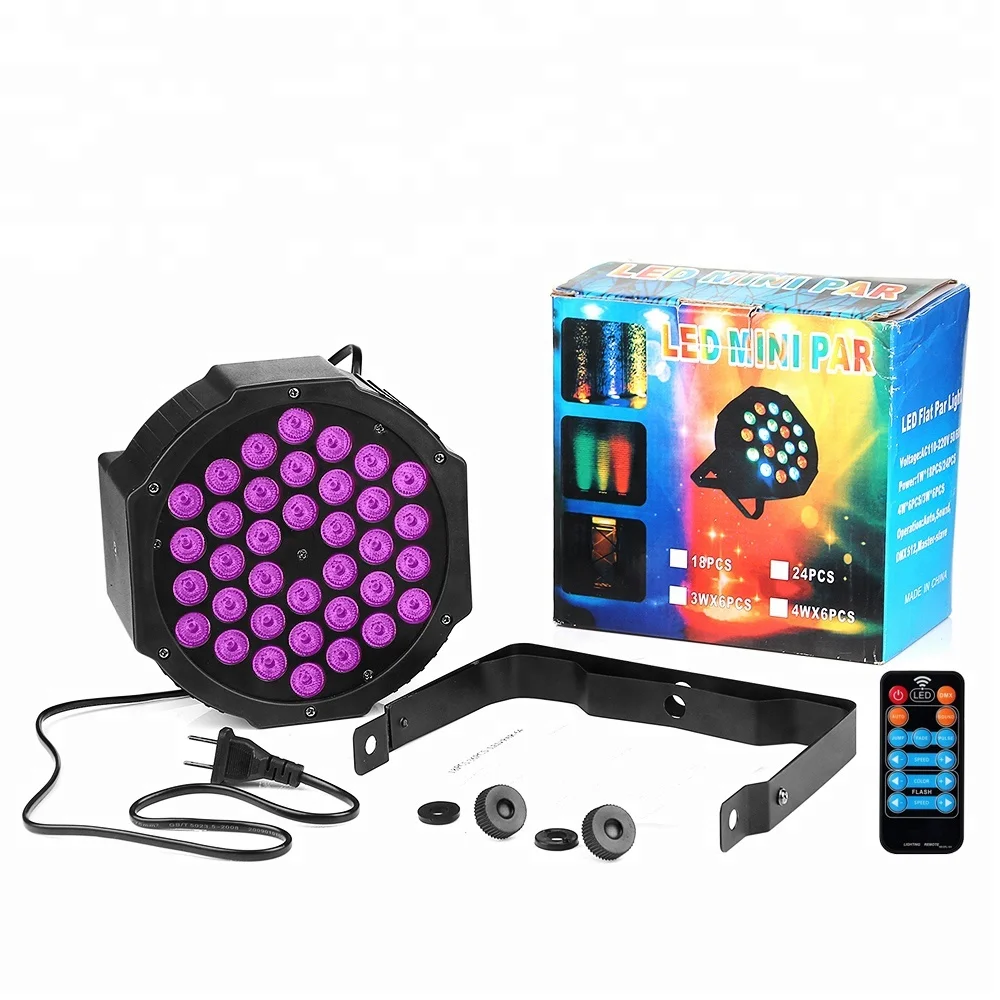 Baisun 36pcs UV LED Par Light Black Disco Party Wedding Stage Light