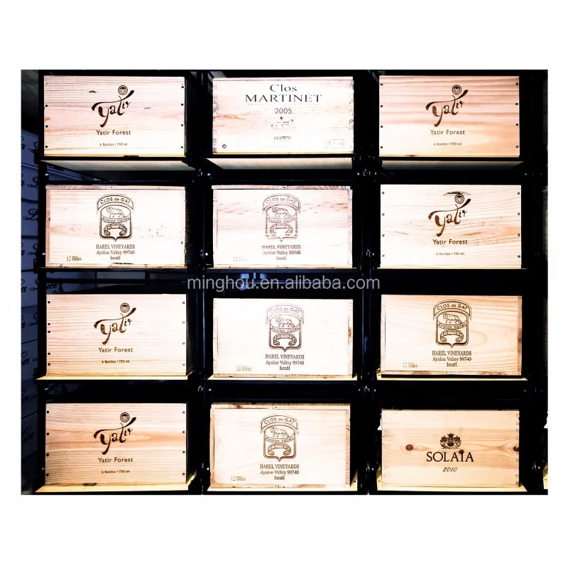 Eurocave Style Wine Cellar Storage System Sliding Wood and Metal Wine Rack Cases