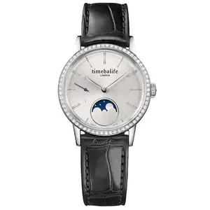 OEM Hot Selling Moon Phase Diamond Watch Customized Brand Stainless Steel Women's Watches with Quartz Movement