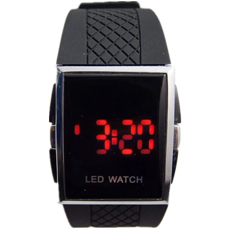 Fashion Simple Led Watch Fashion Rectangle Wristwatch Sports Red Led Clock Silicone Strap Digital Electronic Watch