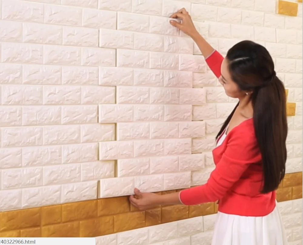 Waterproof Classic PVC Vinyl Brick Flower 3D Mural Wallpaper