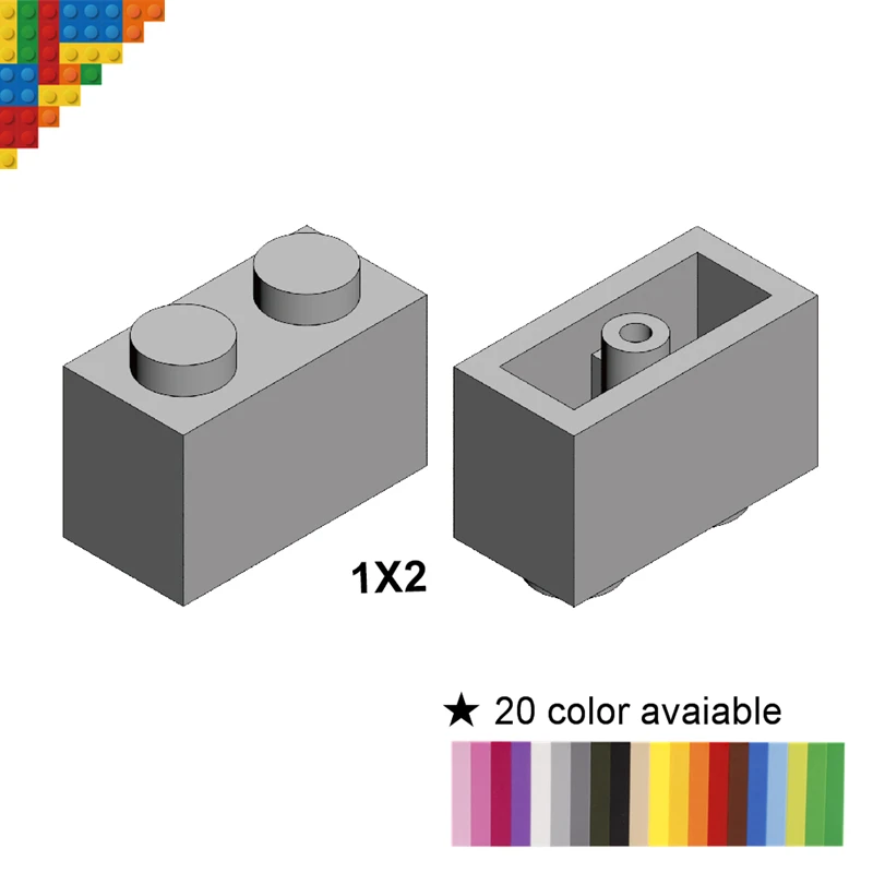 Wholesale 1x2 Building Blocks Parts Multi Color Brick Components Oem - Main Image