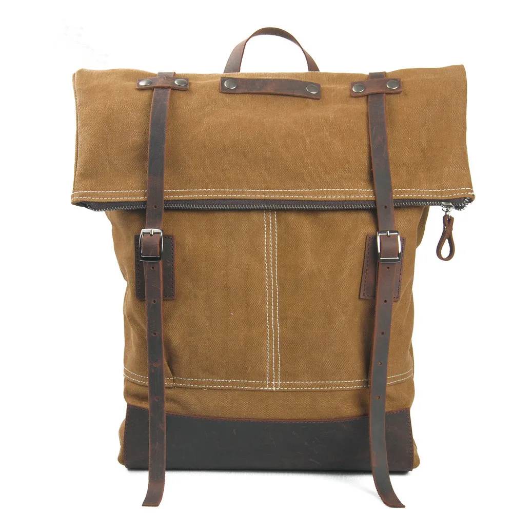 Retro waterproof men canvas travel college backpack bag