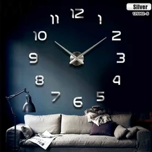 Fashion 3D big size wall clock mirror sticker DIY brief living room decor meetting room wall clock