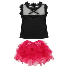 2Pcs Baby Girls Sets Sweet Lace Top Skirt Toddler Tutu Bubble Tulle Skirts