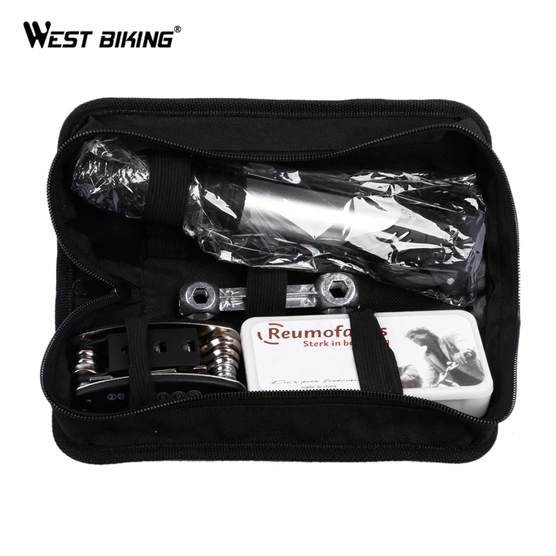 WEST BIKING Cycling Tool Repair Kit Set Pump Bag Bike Bicycle Repair Multi Tools Storage Bag Cycle Puncture Tyre Pump Tools Bag