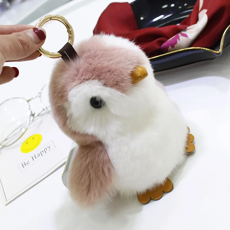 1piece cute rabbit fur keychain