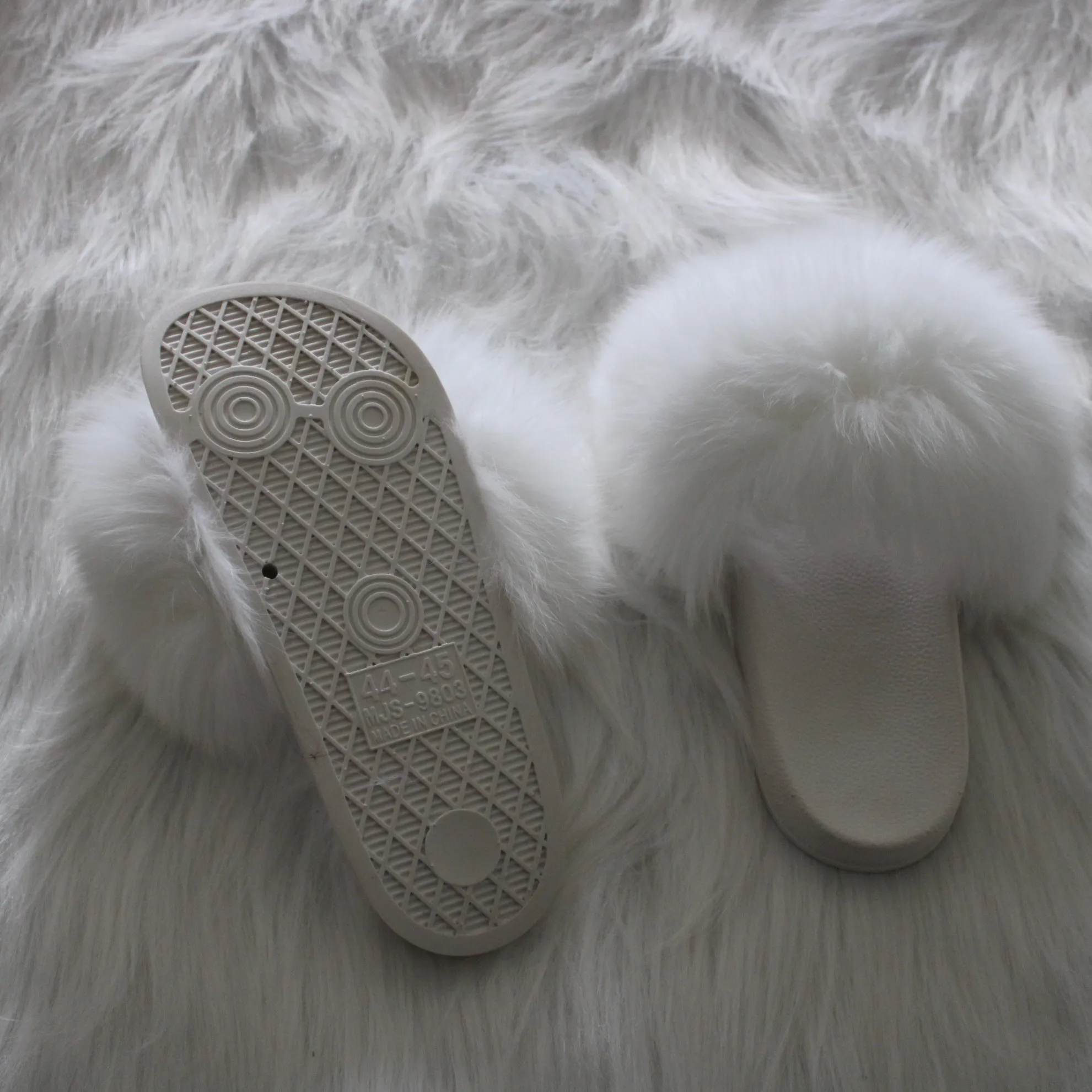 2019 Европейская мода, оптовая продажа, свадебные слайды с белой подошвой из белого меха лисы