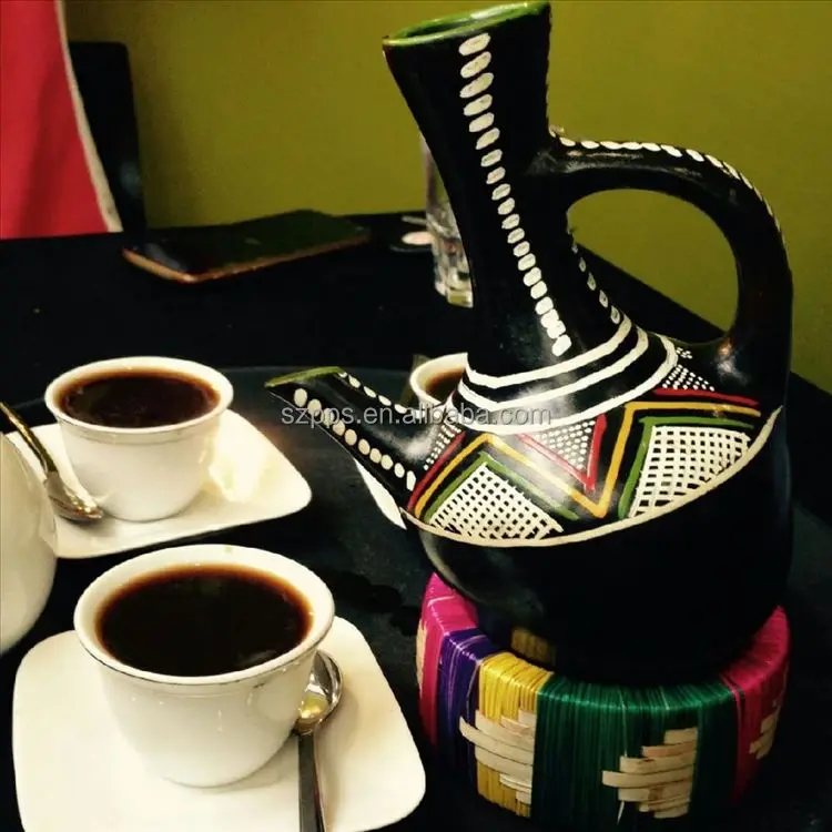 ジェベナエチオピアのコーヒーポット手作り粘土ブラックコーヒーセット