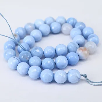 AB0720 Most Popular Faceted Blue Agate Gemstone Round Beads
