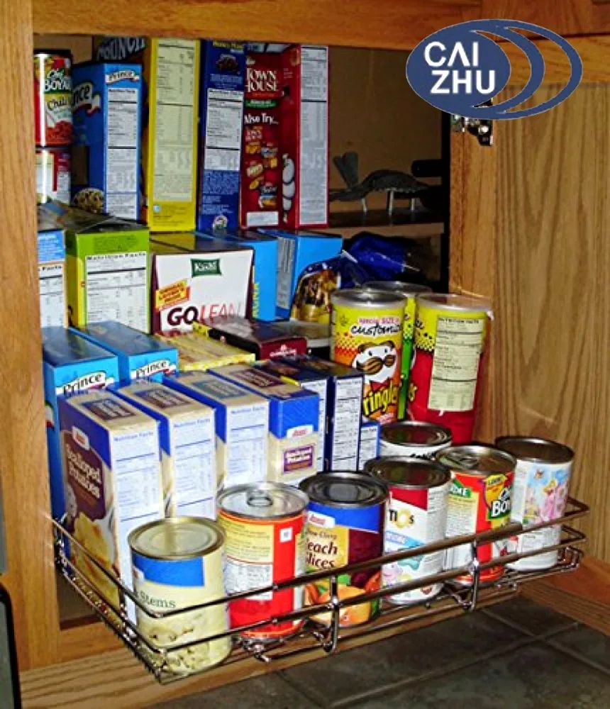 Expandable Roll Out Metal Wire Kitchen Drawer Basket Kitchen